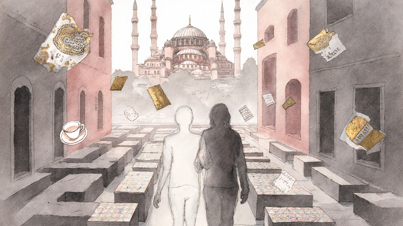 İstanbul&#039;un gizli avlularında birbirine bağlı iki varlığın soyut temsili, su ve mürekkep ile resmedildi.