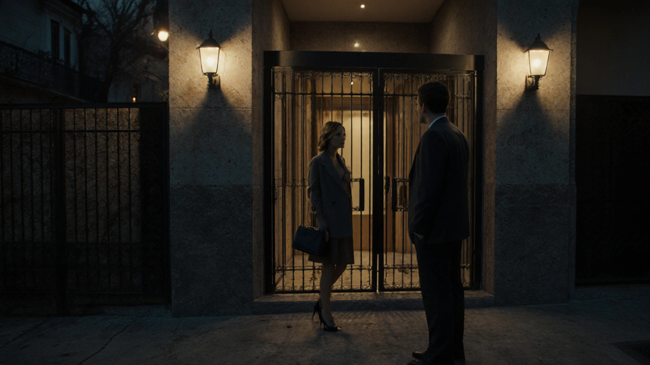 Kadıköy&#039;de bir ev girişinde saygılı bir buluşma.