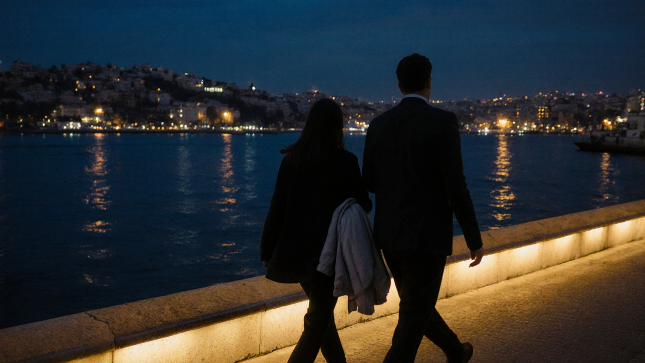 Kadıköy sahilinde gece boyu sakin bir yürüyüş.