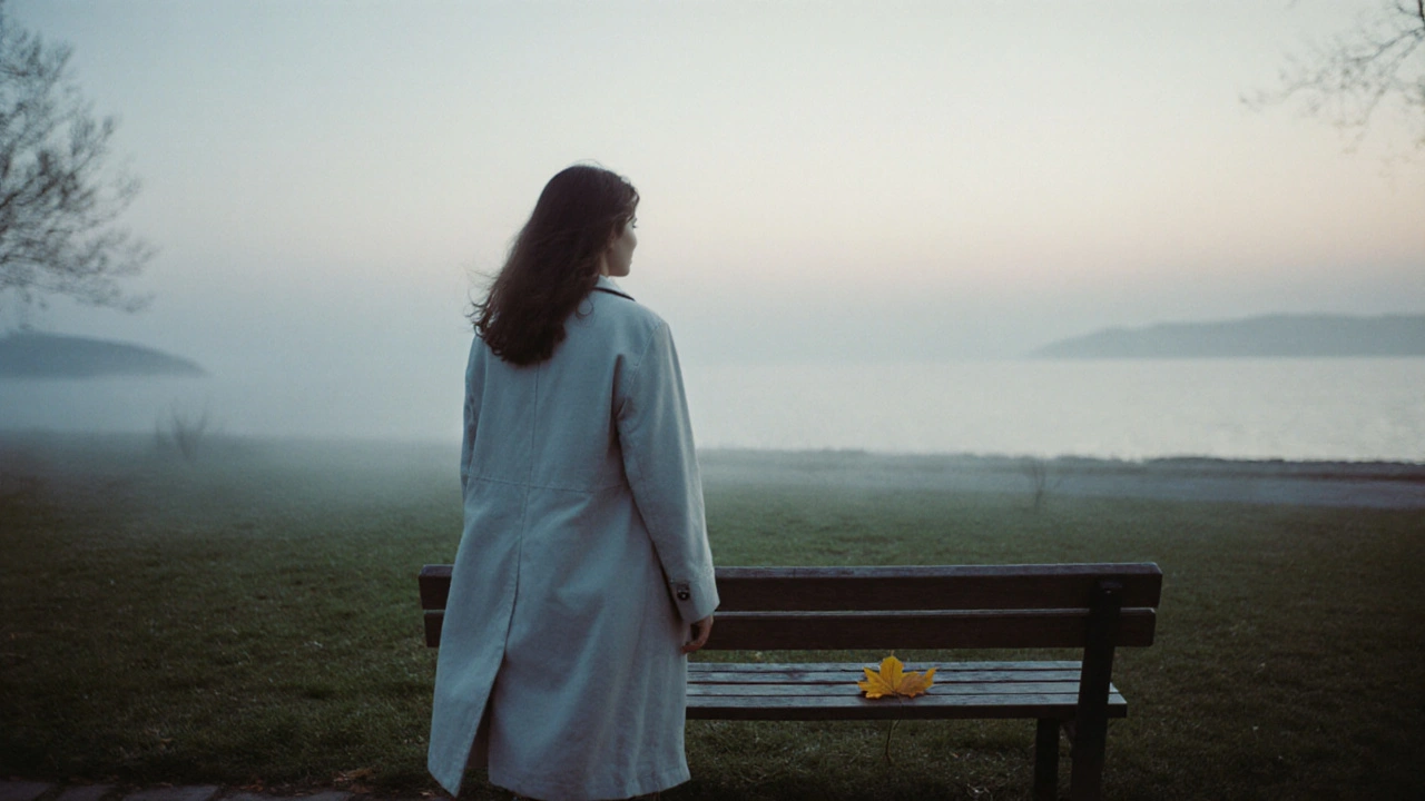 Kumburgaz&#039;da sabahın erken saatlerinde, tek bir kadın, denizin ufku karşısında düşünceli bir duruşta.