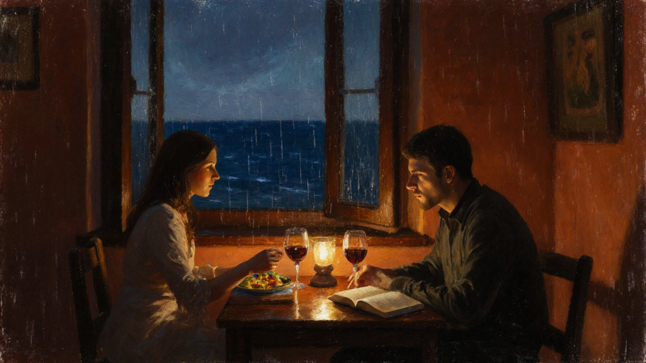 Kumburgaz’da bir akşam yemeği, lamba ışığında sessiz bir an.