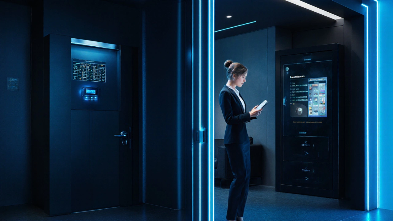 Şifreli iletişim ve kişiselleştirilmiş hizmet sistemlerinin gizli altyapısı, teknoloji ve lüksün bir araya geldiği bir ortam.