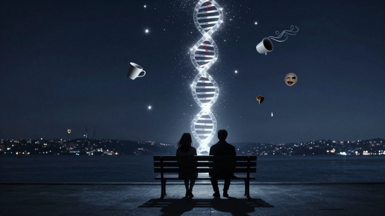 Bosphorus üzerinde yüzen bir bankta, duygusal bir bağın sembolik temsili.