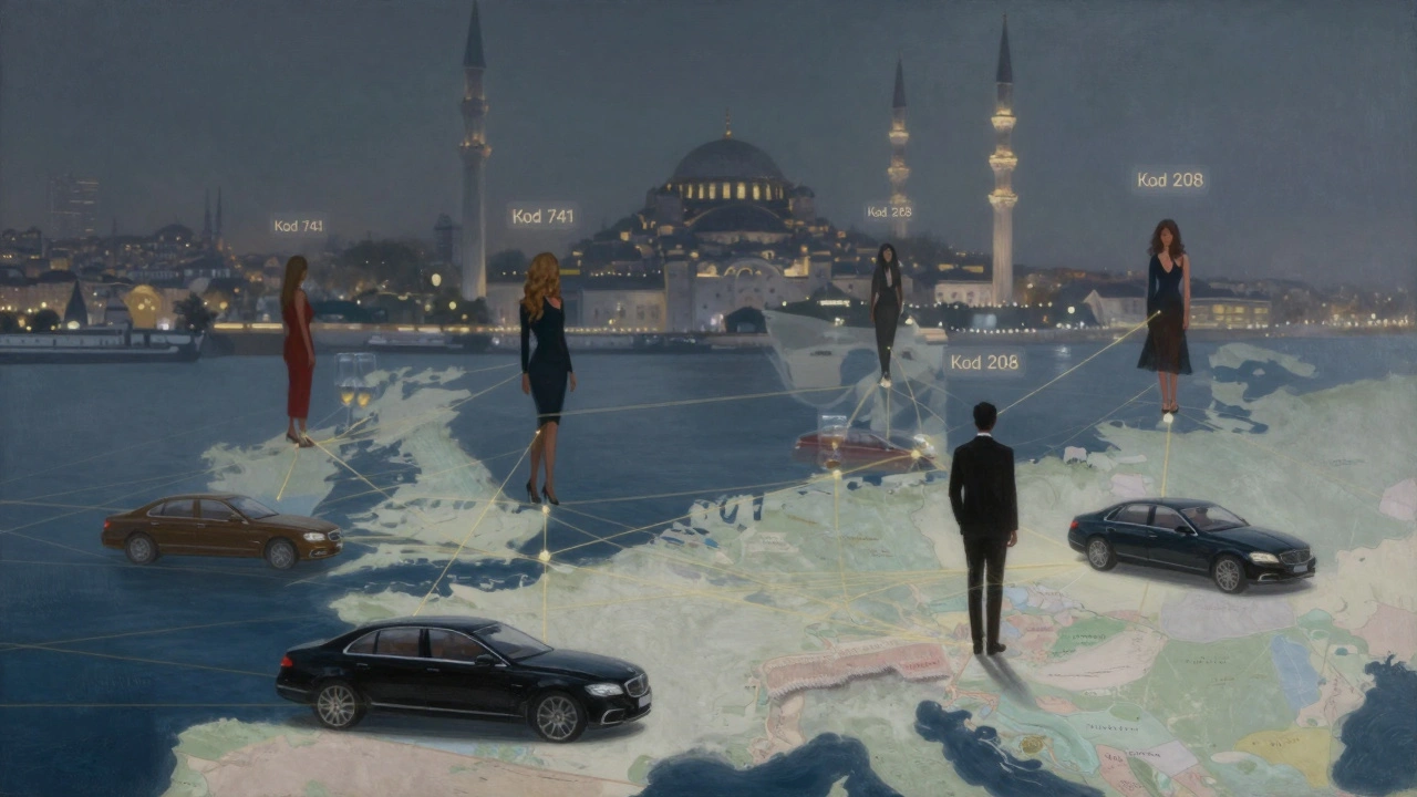 İstanbul'un Bosphorus'u üzerinde yüzen kodlar ve lüks detaylar, gizliliği ve geçiciliği simgeliyor.