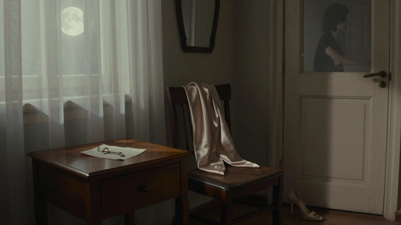 Tepecik'te bir apartmanın iç mekanında, gizlilik ve zarafetin sembolleri: anahtar, kağıt ve ayakkabı.