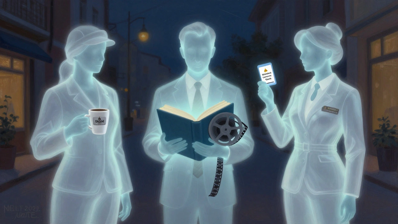 Üç farklı eşlik hizmeti türü, kahve, kitap ve otel anahtarı sembolleriyle temsil ediliyor.