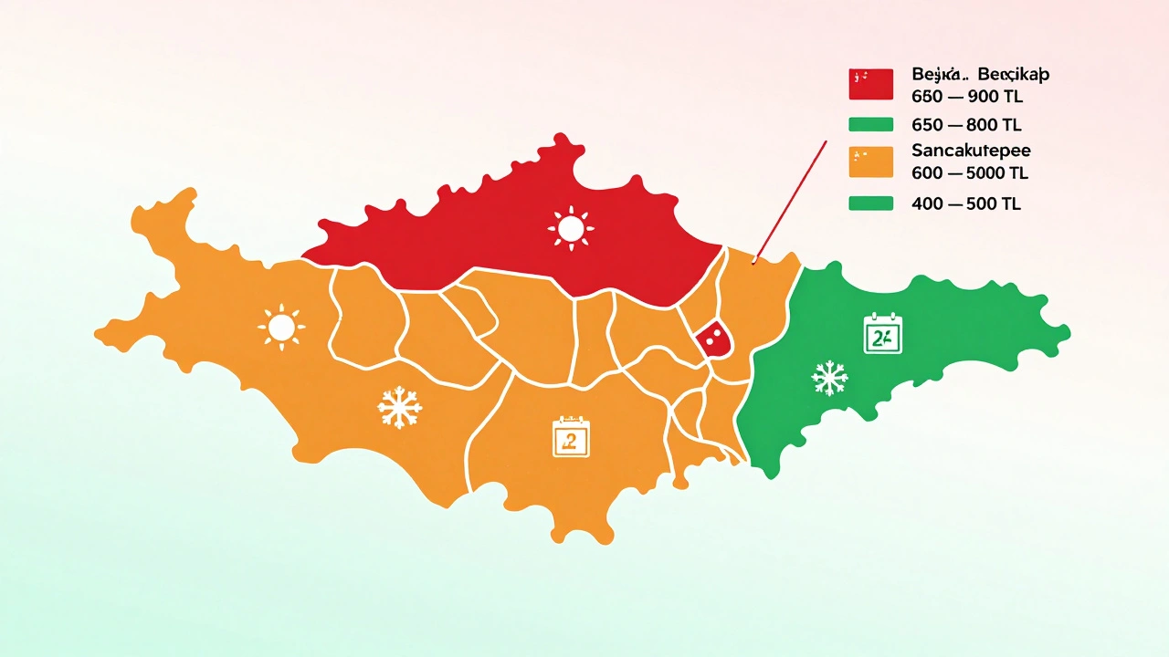 İstanbul haritasında bölgelere göre escort fiyatlarının renkli gösterimi, mevsimsel etkilerle birlikte.