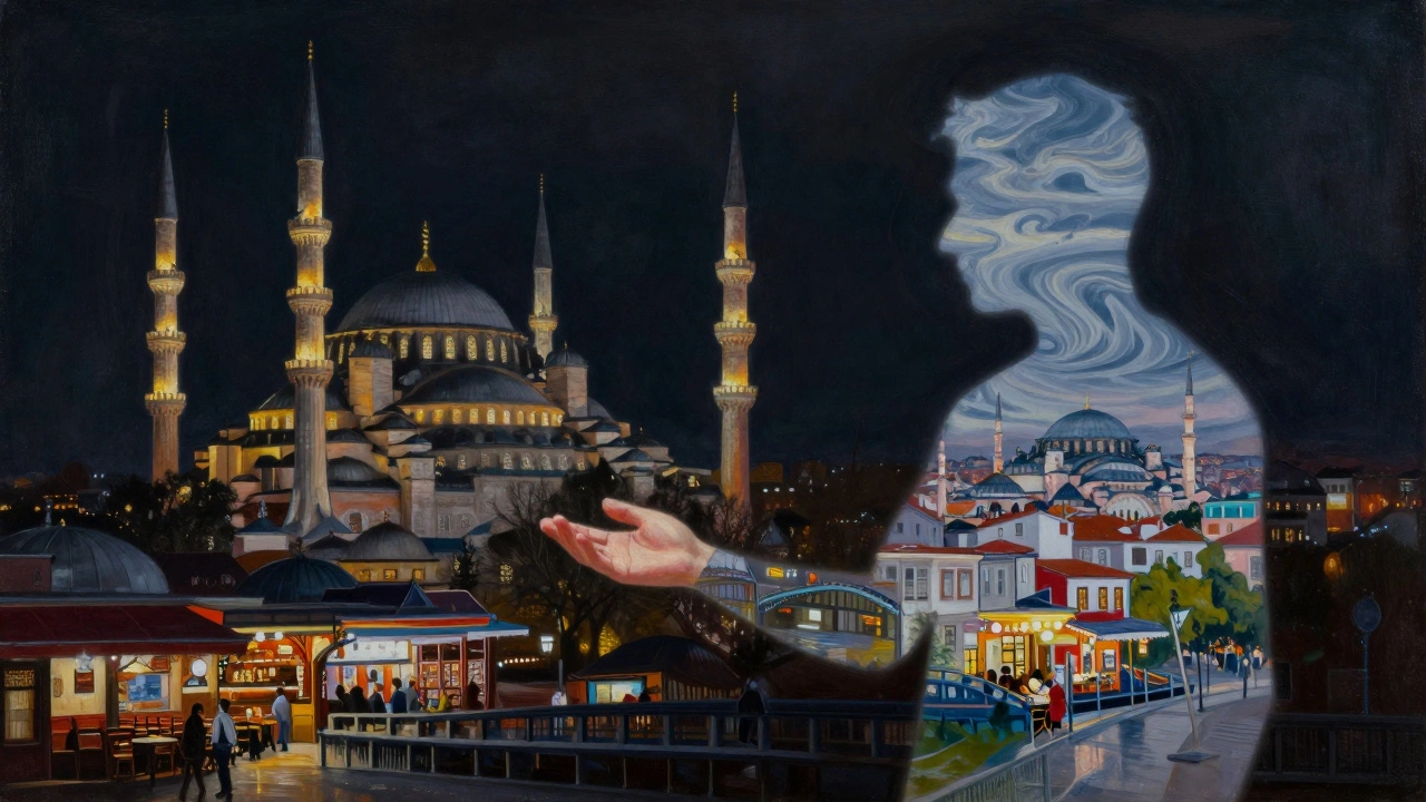 İstanbul manzaralarıyla dolu şeffaf bir insan silüeti, güven ve insani bağ sembolü olarak.